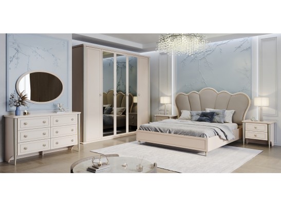 Шкаф Диана 4-створчатый с зеркалом бежевый