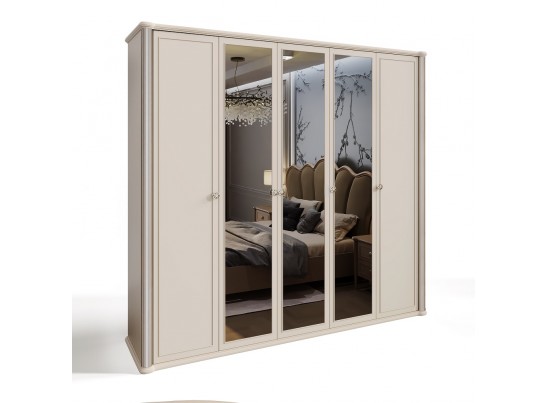 Шкаф Диана 5-створчатый с зеркалом бежевый