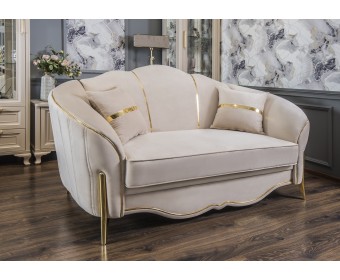 Диван Лара 2х местный, бежевый золото (без механизма)