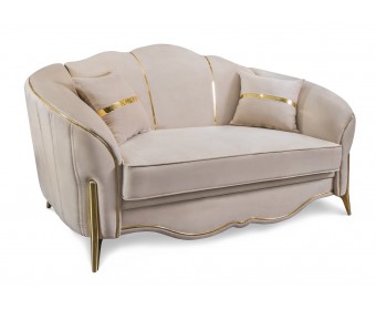 Диван Лара 2х местный, бежевый золото (без механизма)