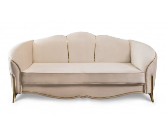  Диван Лара 3х местный бежевый золото