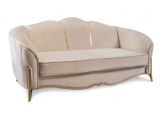 Диван Лара 3х местный бежевый золото