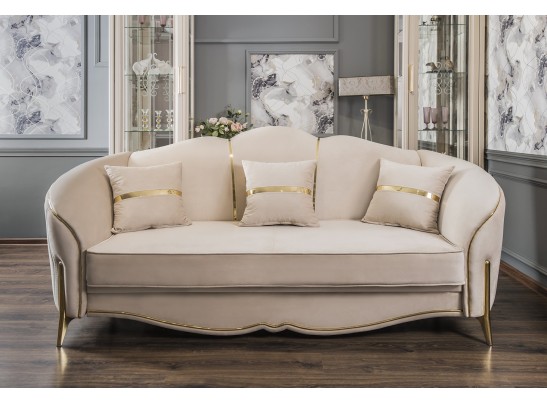 Диван Лара 3х местный бежевый золото