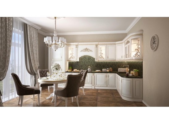 Кухня Патриция 17 (4,1*2,3 м) крем перламутр