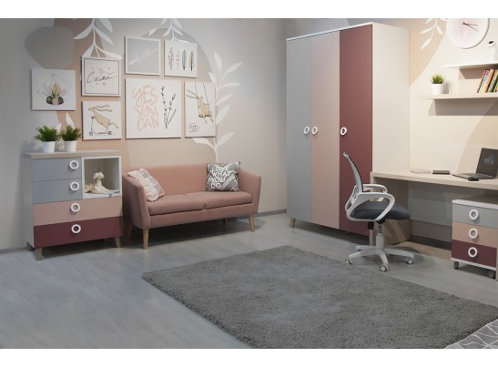 Шкаф 3-х створчатый SMARTY PINK