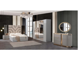 Спальня "Ницца Luxury" (6ти ств. кровать,ламели) мокко/крем Спальня "Ницца Luxury" (6ти ств. кровать,ламели) мокко/крем