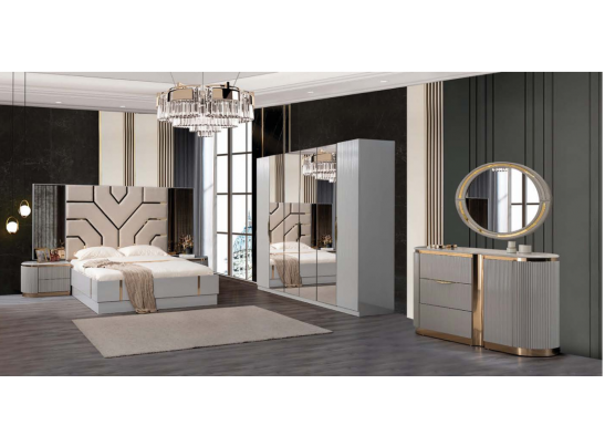 Спальня "Ницца Luxury" (6ти ств. кровать,ламели) мокко/крем в Набережных Челнах