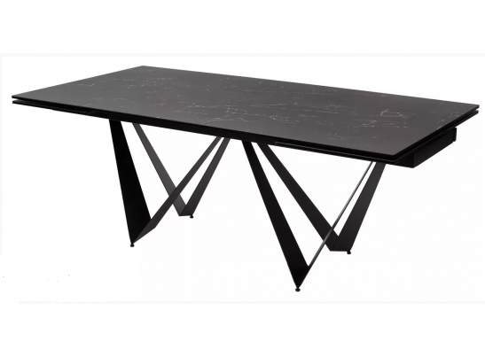 Стол RIETI 200 NERO KL-116 Черный мрамор матовый, итальянская керамика/ черный каркас, ®DISAUR в Набережных Челнах