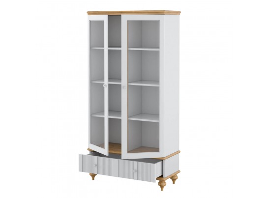 Шкаф для посуды "Рандеву" 21 (сосна) (белый, серый)