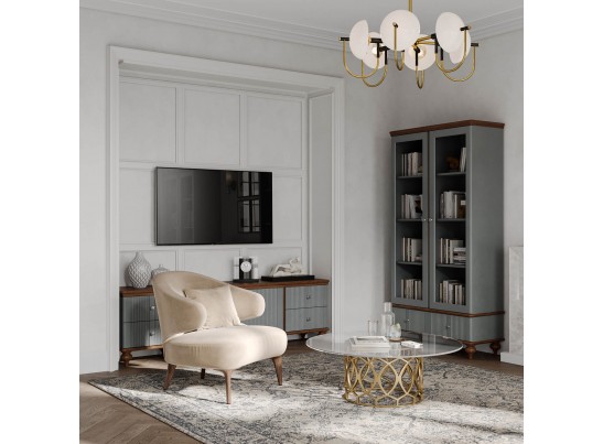 Шкаф для посуды "Рандеву" 21 (сосна) (белый, серый)