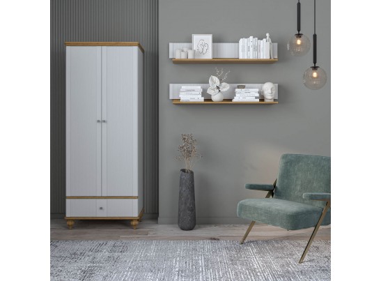 Шкаф для одежды "Рандеву" 21 (белый, серый) в Набережных Челнах