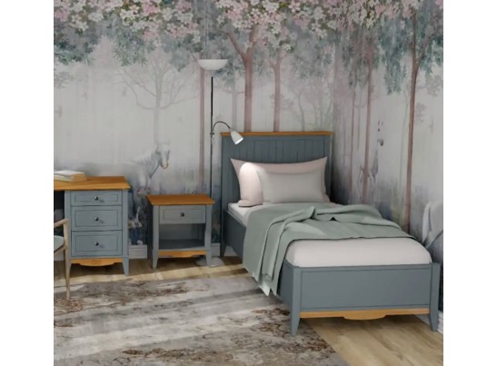 Кровать односпальная 90х200 Пенни серый 7046/антик 24