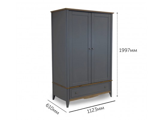 Шкаф комбинированный двухстворчатый 21 Пенни серый 7046/антик 24