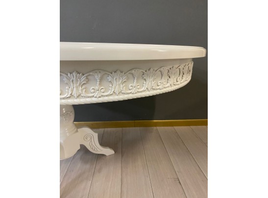 Стол круглый раскладной Верона с молдингом (белый)