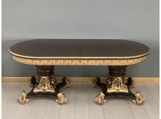 Стол овальный Изабелла (шпон, орех, патина золото)