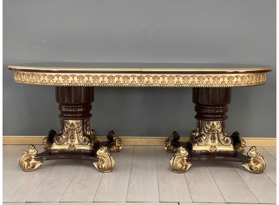 Стол овальный Изабелла (шпон, орех, патина золото)