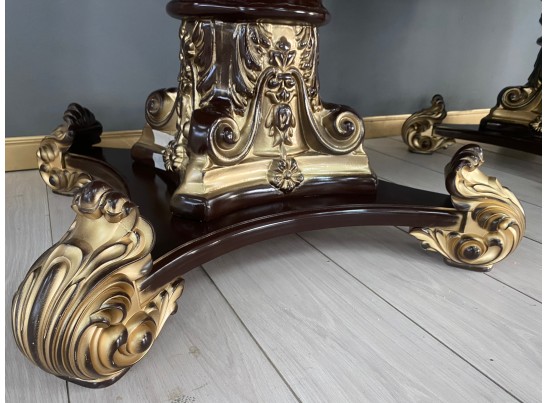 Стол овальный Изабелла (шпон, орех, патина золото)