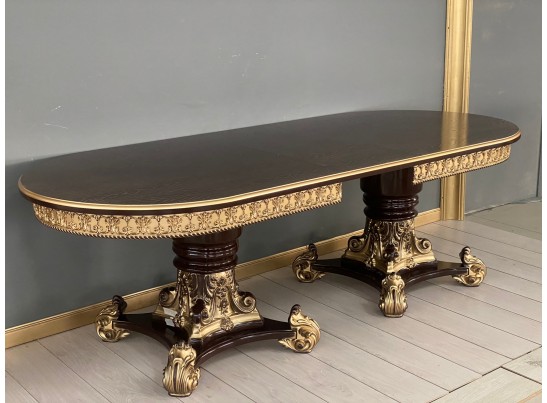 Стол овальный Изабелла (шпон, орех, патина золото)