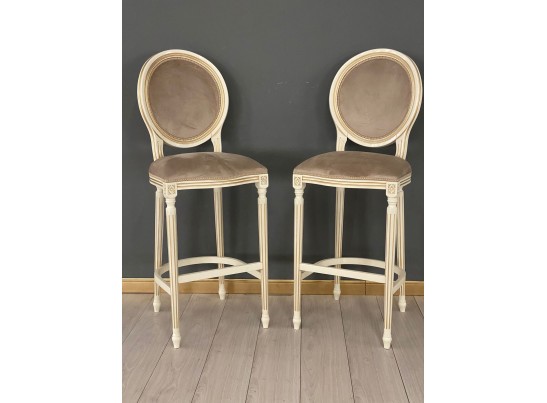 Стул барный Медальон (слоновая кость, патина золото)