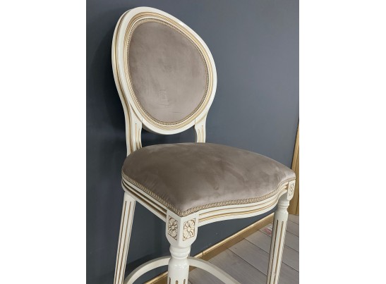 Стул барный Медальон (слоновая кость, патина золото)