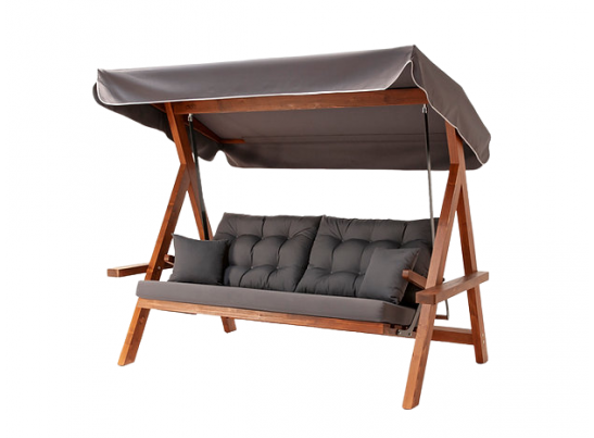 Деревянные качели Lyon с серыми подушками в Набережных Челнах