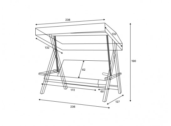 Деревянные качели Lyon с серыми подушками в Набережных Челнах