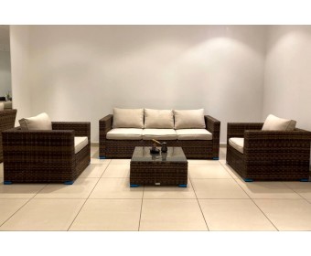 Лаунж-зона KARL с трёхместным диваном (коричневая)