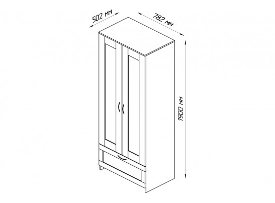 Шкаф 2 двери и 1 ящик СИРИУС 2 2.02.01.020.1 в Набережных Челнах