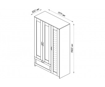 Шкаф 3 двери и 1 ящик СИРИУС 3 2.02.01.030.1