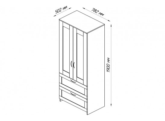 Шкаф 2 двери и 2 ящика СИРИУС 2 2.02.01.070.1 в Набережных Челнах