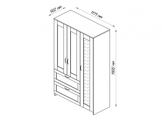 Шкаф 3 двери и 2 ящика СИРИУС 3 2.02.01.080.1 в Набережных Челнах
