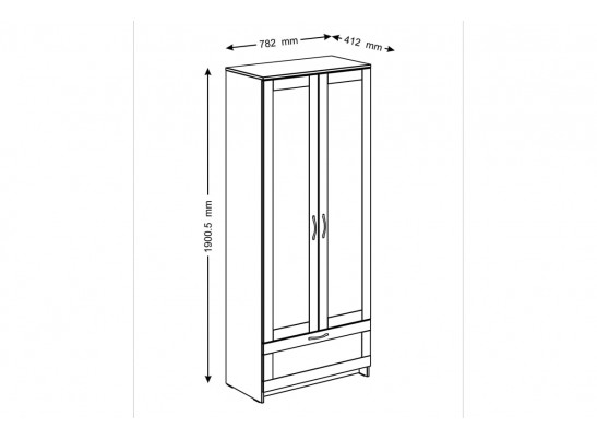 Шкаф 2 двери и 1 ящик СИРИУС 2 2.02.01.240.1 в Набережных Челнах