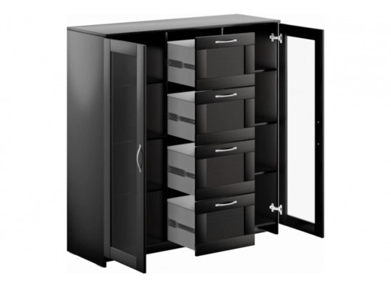 Тумба/комод СИРИУС 2 двери со стеклом и 4 ящика 2.02.03.400.1 в Набережных Челнах