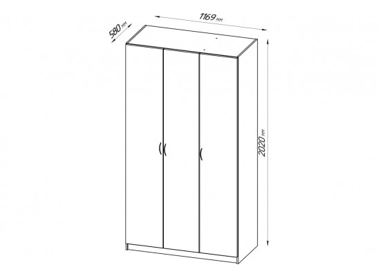Шкаф ПЕГАС 3 двери 2.04.01.030.1 в Набережных Челнах