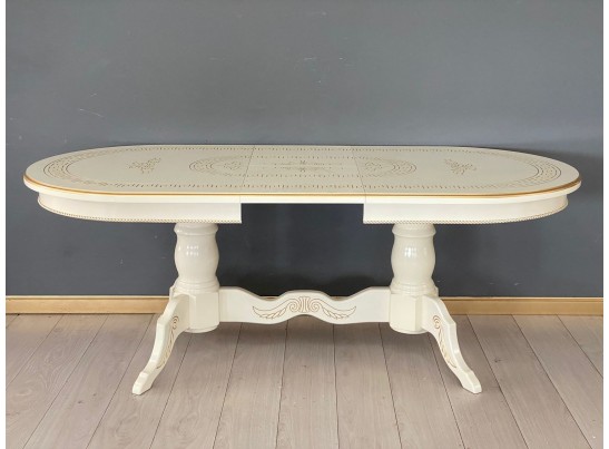 Стол овальный раскладной Милан (слоновая кость, золотая патина)