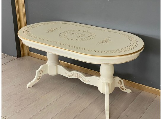 Стол овальный раскладной Милан (слоновая кость, золотая патина)