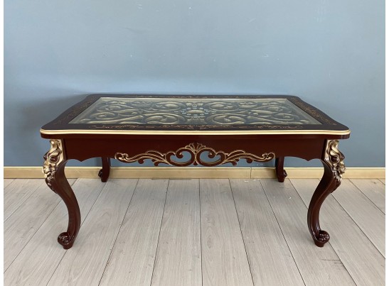 Стол журнальный прямоугольный Жасмин (темный орех, золото)