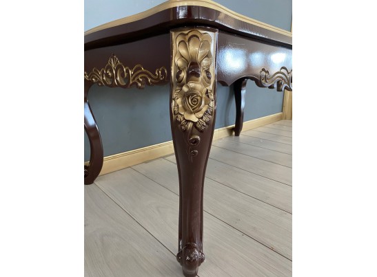 Стол журнальный прямоугольный Жасмин (темный орех, золото)