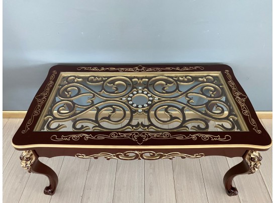 Стол журнальный прямоугольный Жасмин (темный орех, золото)