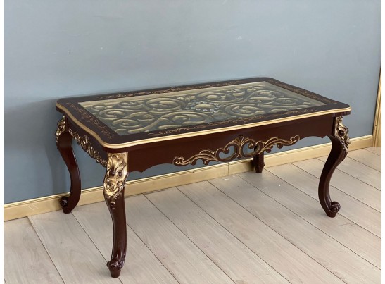 Стол журнальный прямоугольный Жасмин (темный орех, золото)