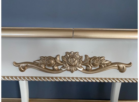 Стол овальный раскладной Милан на 4х ножках (слоновая кость, патина золото)