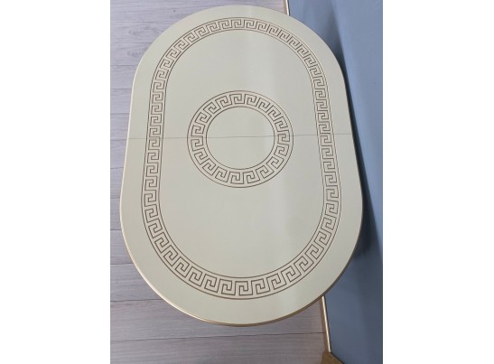 Стол овальный раскладной Милан на 4х ножках (слоновая кость, патина золото)