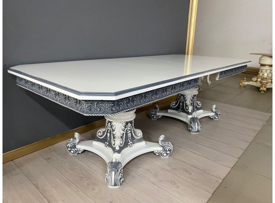 Стол прямоугольный Изабелла (белый, патина графит)