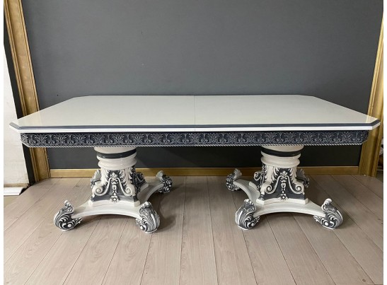 Стол прямоугольный Изабелла (белый, патина графит)