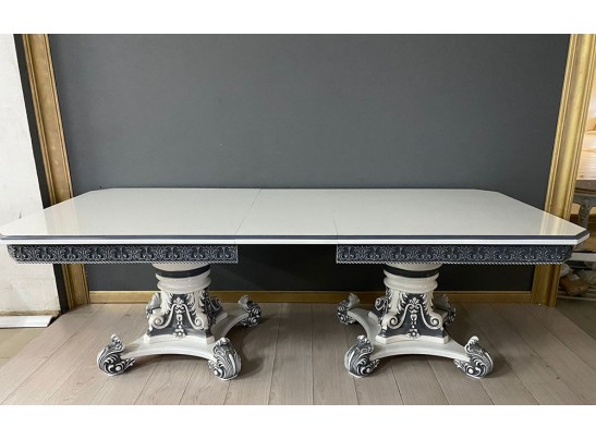 Стол прямоугольный Изабелла (белый, патина графит)