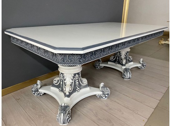 Стол прямоугольный Изабелла (белый, патина графит)