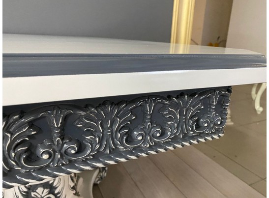 Стол прямоугольный Изабелла (белый, патина графит)