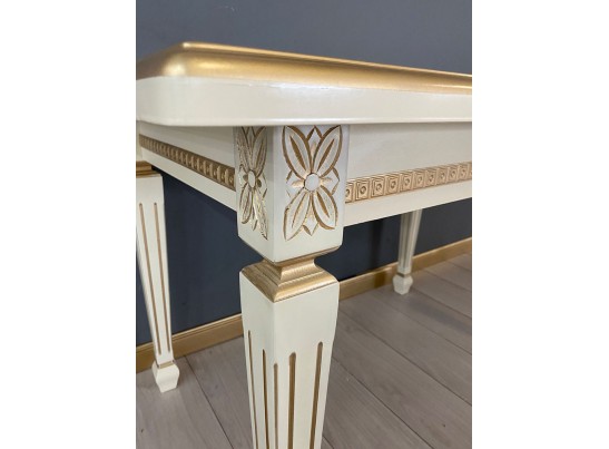 Стол прямоугольный раскладной Инфинити (слоновая кость, патина золото)