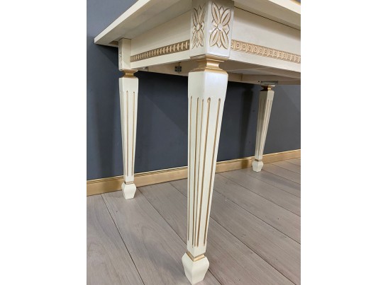 Стол прямоугольный раскладной Инфинити (слоновая кость, патина золото)