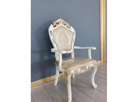 Стул Розалия с подлокотниками (слоновая кость, патина золото)